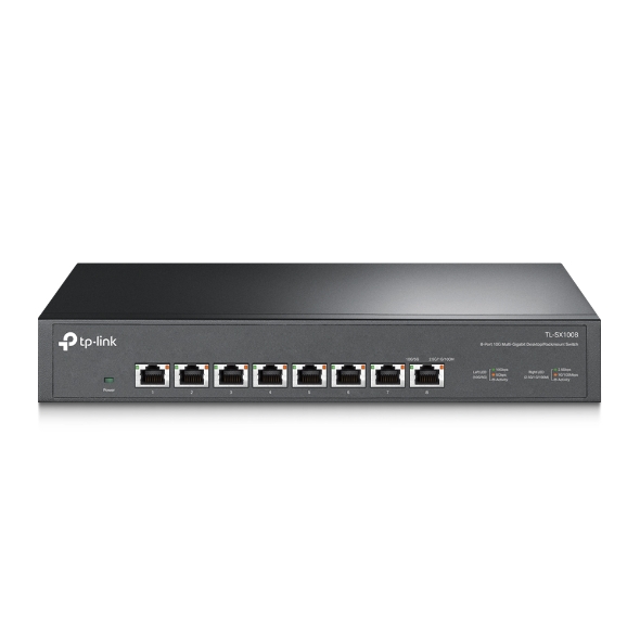 TP-Link TL-SX1008 8-Port 10G Multi-Gigabit Unmanaged Switch | 8× 10G RJ45 Ports | 160Gbps Switching Capacity | Desktop/Rackmount | QoS | Metal Housing