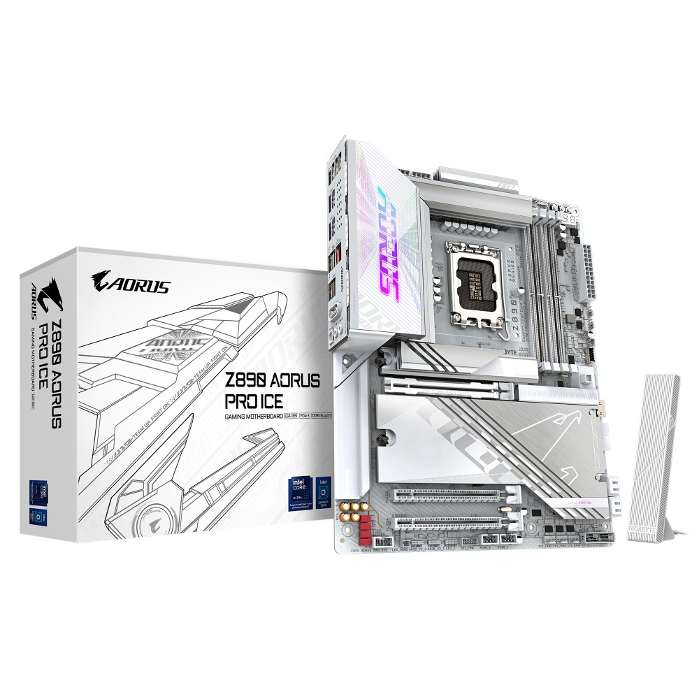 Gigabyte Z890 AORUS PRO ICE Intel Z890 ATX Motherboard – LGA 1851, DDR5, PCIe 5.0, Wi-Fi 7, Thunderbolt 4, 5GbE LAN