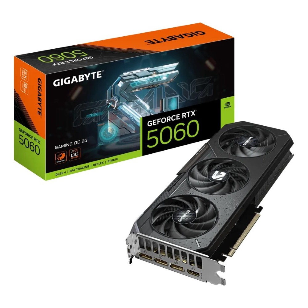 GIGABYTE GeForce RTX 5060 GAMING OC 8G Graphics Card | 8GB GDDR7 | NVIDIA Blackwell | 2595MHz OC Clock | PCIe 5.0 | WINDFORCE Cooling | 3× DisplayPort 2.1b | HDMI 2.1b