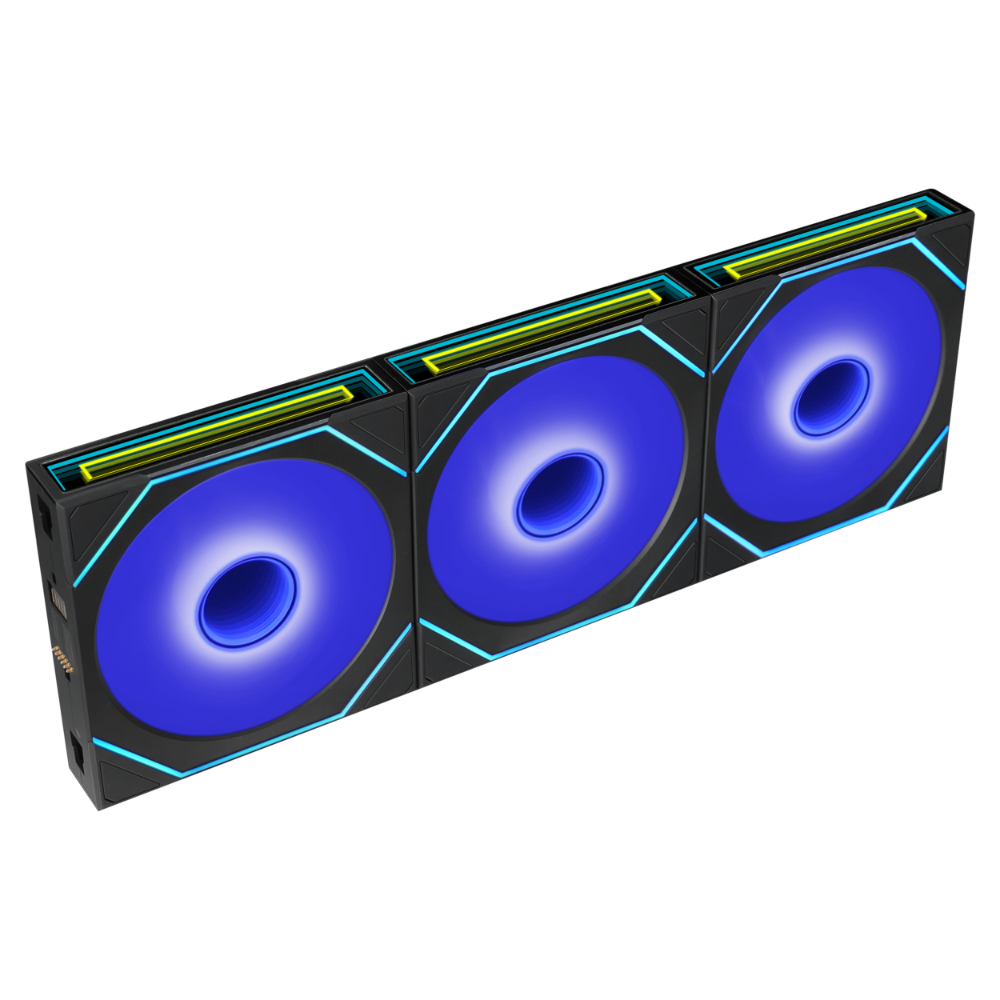 LIAN LI UNI FAN SL-INF FLEX 3-Pack 120mm Reverse Blade ARGB Black Case Fans | 2200RPM | 65.7 CFM | 2.85mmH₂O | L-Wireless Controller | Infinity Mirror RGB (SKU G9F. 12RSLIN1F3B.00))