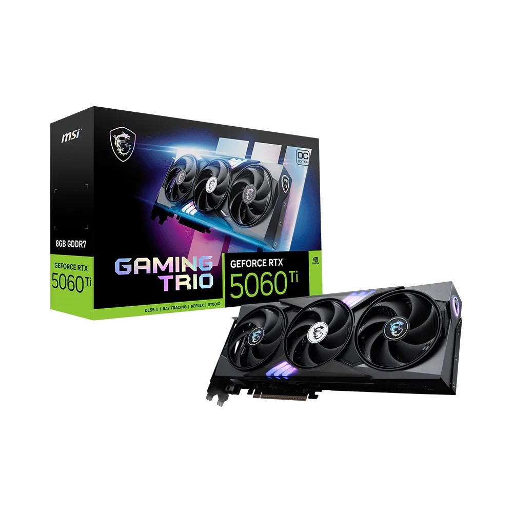 MSI GeForce RTX 5060 Ti 8G GAMING TRIO OC Graphics Card | 8GB GDDR7 | NVIDIA Blackwell | PCIe 5.0 x16 | 2647MHz Boost Clock | TRI FROZR 4 Cooling | 3× DisplayPort 2.1b | HDMI 2.1b | RGB