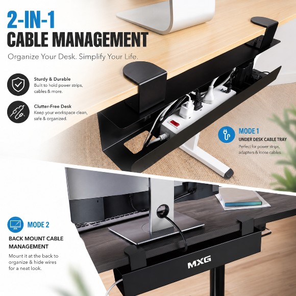 Mxg Desk:Under-Desk Cable Organizer Tray